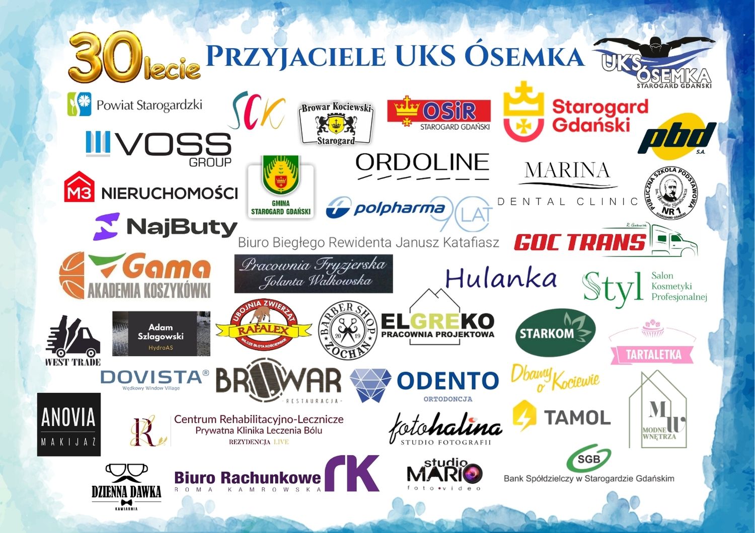 Sponsorzy i&nbsp;przyjaciele Uczniowskiego Klubu Spotowego &bdquo;&Oacute;semka&rdquo; 