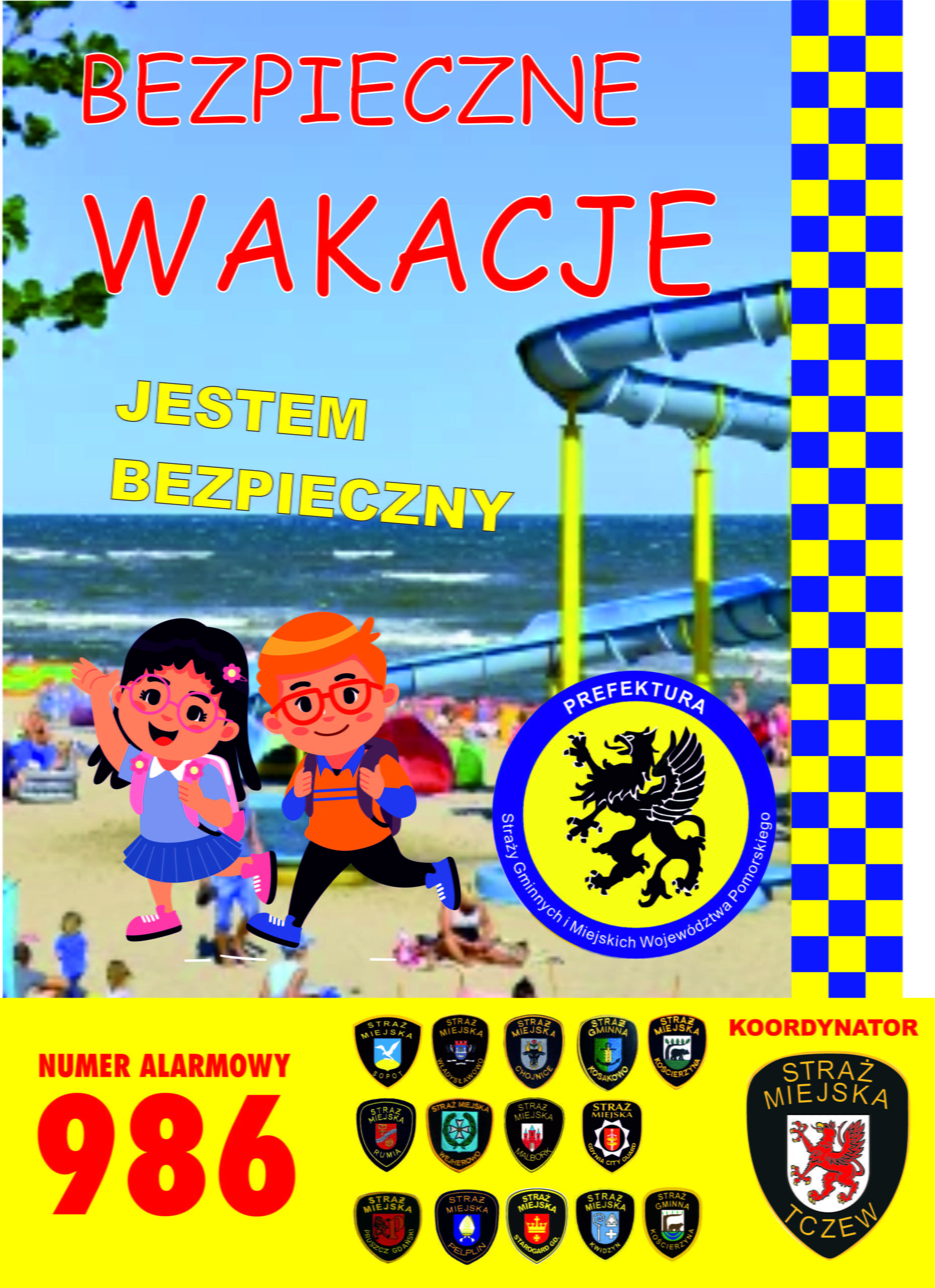 Plakat akcji "Bezpieczne wakacje"