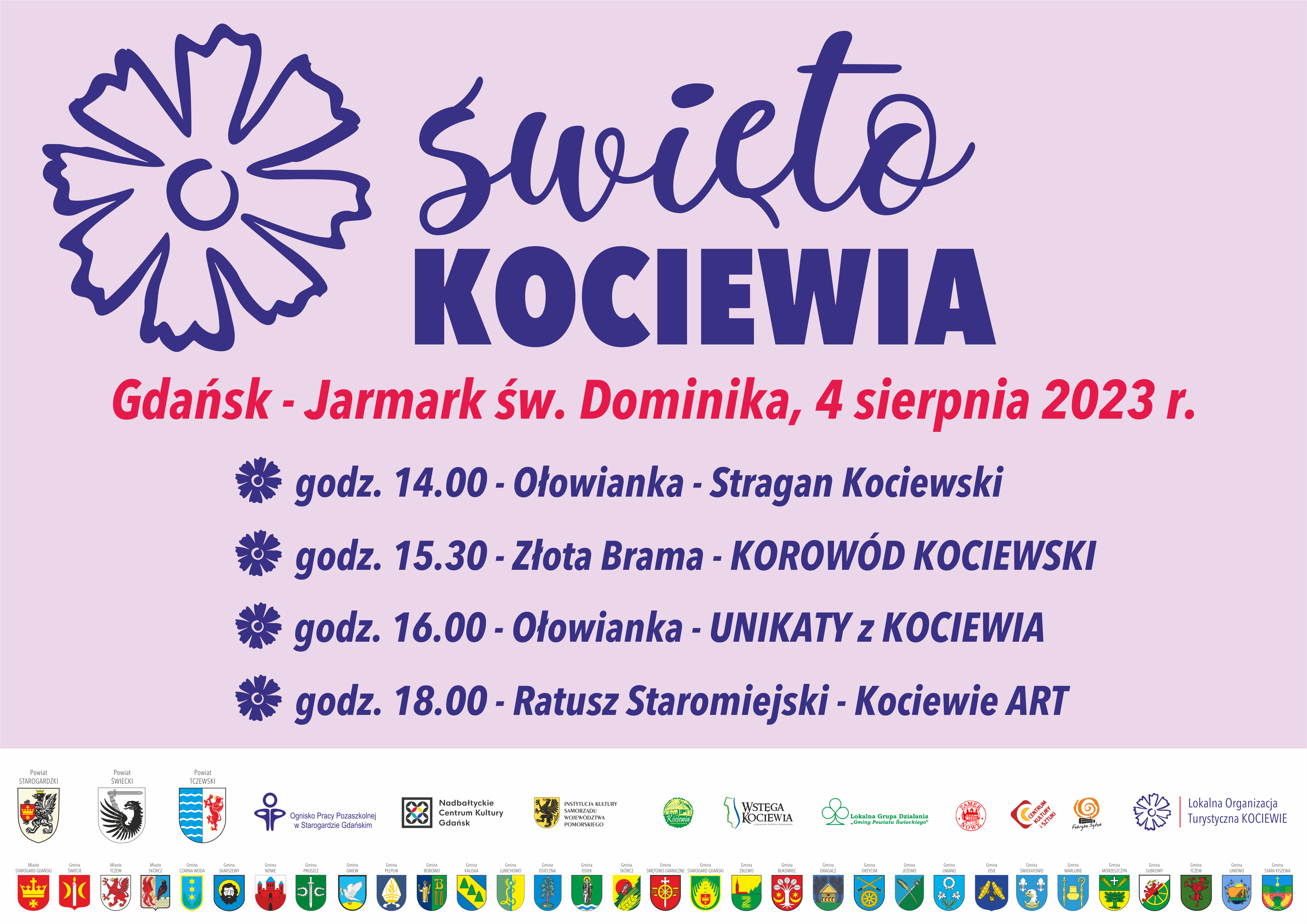 Plakat z najważniejszymi informacjami dotyczącymi św. Kociewia. 