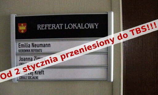 Zdjęcie do Uwaga! Referat Lokalowy został przeniesiony do siedziby TBS