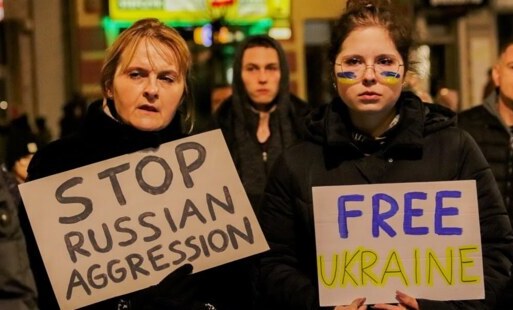 Zdjęcie do &bdquo;Niech żyje wolna Ukraina&rdquo; &ndash; starogardzki wiec solidarności z Ukrainą