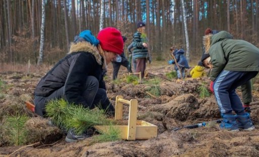 Zdjęcie do Mieszkańcy, samorządowcy i służby mundurowe wsp&oacute;lnie posadzili las