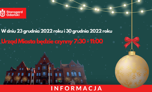 Zdjęcie do Godziny pracy Urzędu Miasta w dniach 23 i 30 grudnia