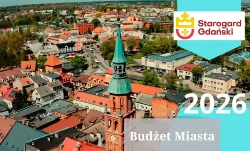 Grafika na bazie zdjęcia Starogardu - Rynku z lotu ptaka
