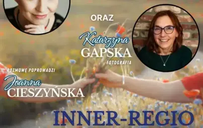 Plakat informujący o spotkaniu autorskim „INNER-REGIO. Wewnętrzne połączenia”, które odbędzie się 10 września 2026 r. o godz. 17:00 w Miejskiej Bibliotece Publicznej w Starogardzie Gdańskim. W spotkaniu udział wezmą Aleksandra Brzozowska (reportaże i wier