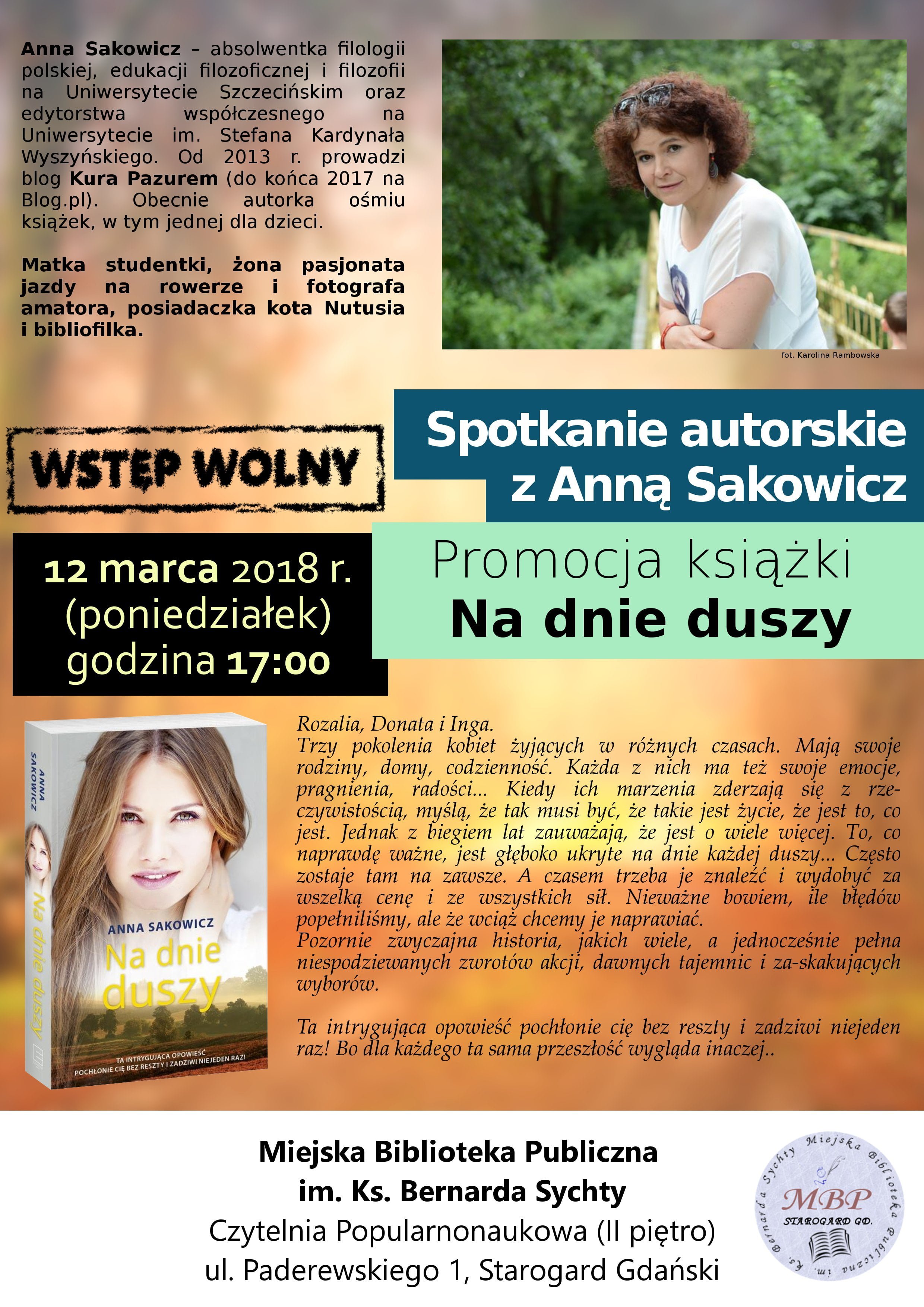Spotkanie autorskie z panią Anną Sakowicz