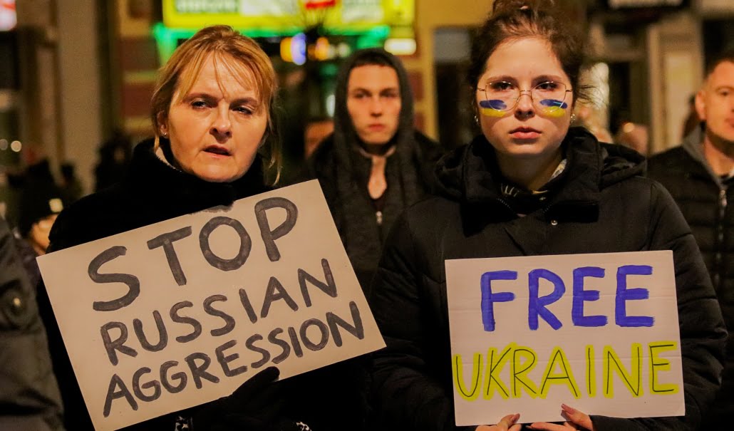 „Niech żyje wolna Ukraina” – starogardzki wiec solidarności z Ukrainą