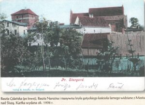 Starówka z Basztami od strony rzeki Wierzycy. Źródło - Spacer po starym Starogardzie. W. Gogan (1)