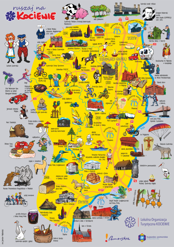 Kociewie - mapa atrakcji turystycznych. zrodlo - LOT KOCIEWIE